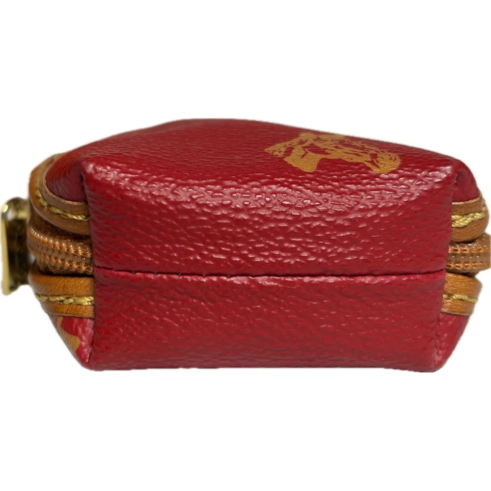 Vtg 90s La Espuela Red Leather Equestrian Coin Pouch Made‎ in Spain Small
